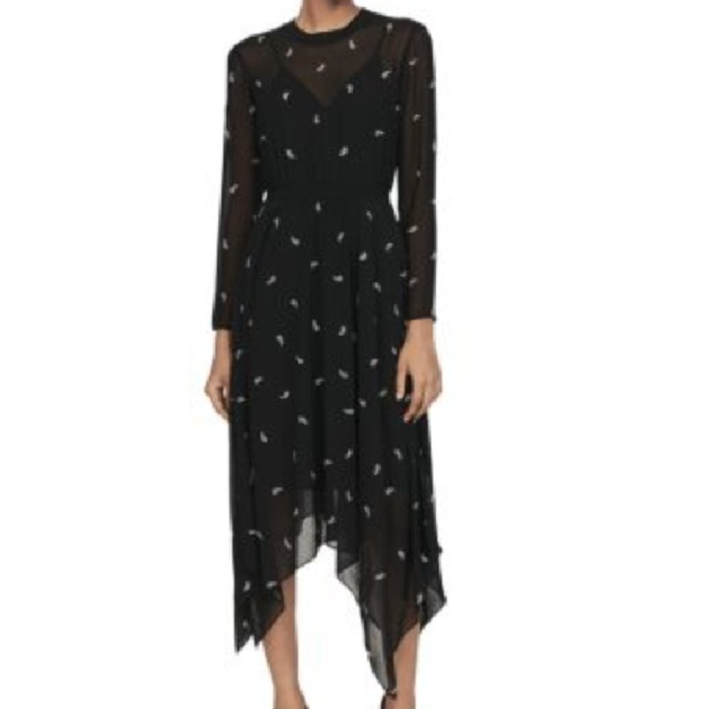 Maje Rabilo Long Sleeve Handkerchief Hem Dress